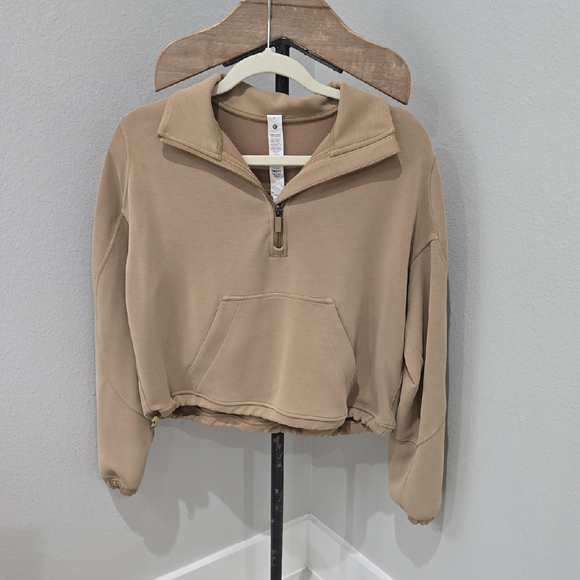 Lululemon Athletica Tan Brushed Half Zip Softstreme Sweater Size 6 - Picture 1 of 7